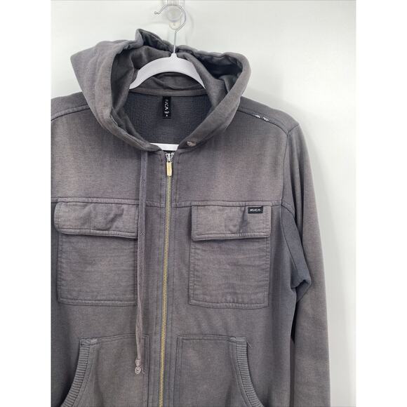 RVCA Mens Long Sleeve with Front Pockets Full Zip Hoodie Jacket Gray Size S - Picture 3 of 10
